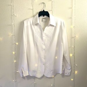 Allison Daley White Long Sleeve Button up Shirt